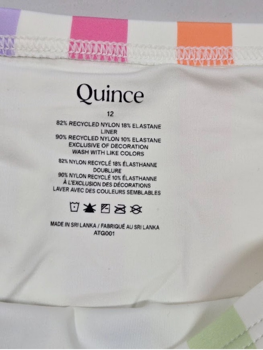 NWT QUINCE Tankini Swimsuit Kid Girl Size 12 Rainbow Stripe 8267 - Picture 7 of 11